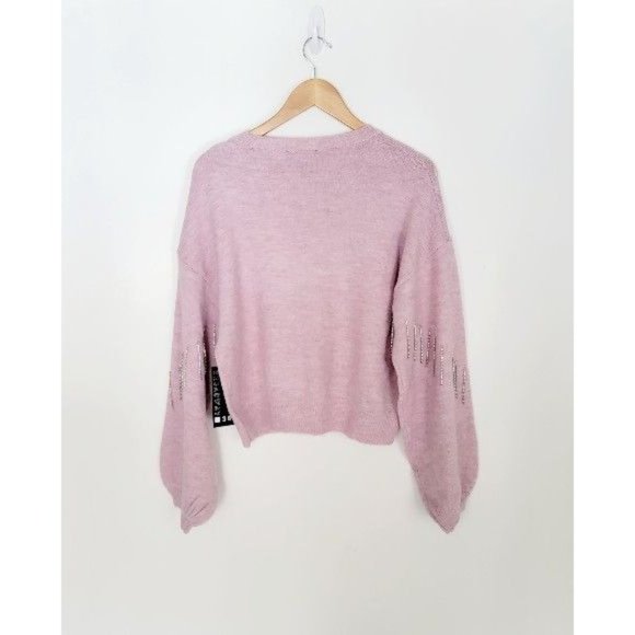 Broadway 38 Balloon Sleeves Rhinestone Fringe Sweater - Picture 8 of 8